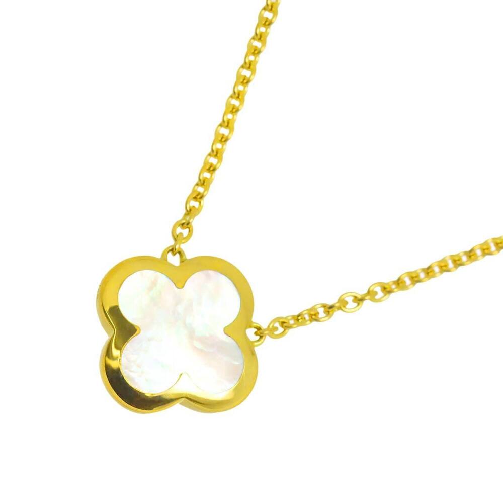 Van Cleef & Arpels Pure Alhambra Shell Necklace 42cm 18K Yellow Gold 750 VCA